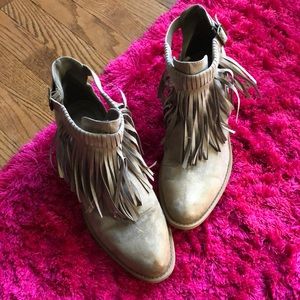 Booties with fringe ankle. Only worn twice